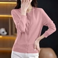 thumbnail image 6 of QIYAGBSA Cardigan Sweater for Women Round Neck Button Front Long Sleeve Stretch Knit Lightweight for Office and Daily Wear (Pink L), 6 of 6