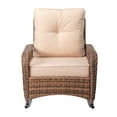 thumbnail image 2 of Tcbosik Rattan Rocking Chair with Beige Cushion, Rocker Chair with Metal Frame, Outdoor Lounge Chair for Garden Backyard Porch, Brown, 2 of 9