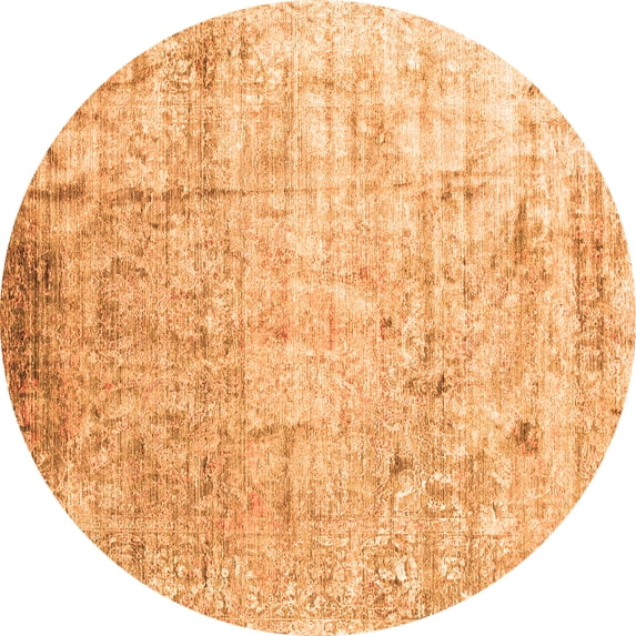 Ahgly Company Indoor Round Abstract Orange Contemporary Area Rugs, 6' Round