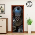 thumbnail image 5 of Halloween 3D Scary Evil Clown Door Stickers, 30 x 79 inch Evil Clown Realistic Door Wallpaper Sticker for Halloween Decoration, Home Party Removable S, 5 of 5