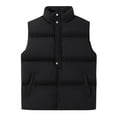 thumbnail image 2 of Busydd Mens Puffer Vest Sleeveless Zipper Button Puffy Vest Casual Lightweight Warm Winter Vest Oversized Solid Color Outerwear Vests Plus Size Vest Jacket with Pockets S-3XL, 2 of 8
