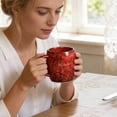 thumbnail image 3 of HEETHYCOOL 24 oz Large Ceramic Coffee Mug, Unique Textured Handmade Pottery Tea Cup, Crimson Rose, 3 of 7