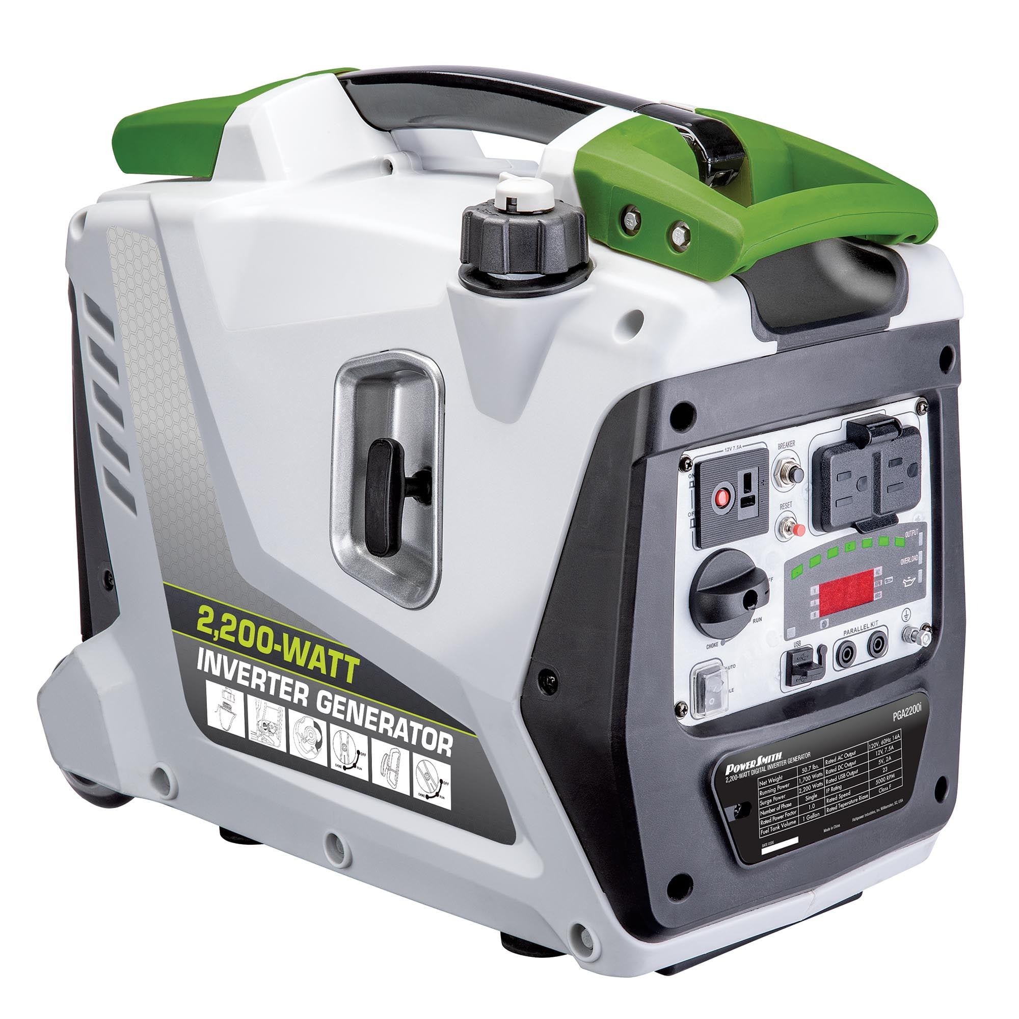 PowerSmith PGA2200i Portable 2200 Watt 1 Gallon Gas Power Inverter