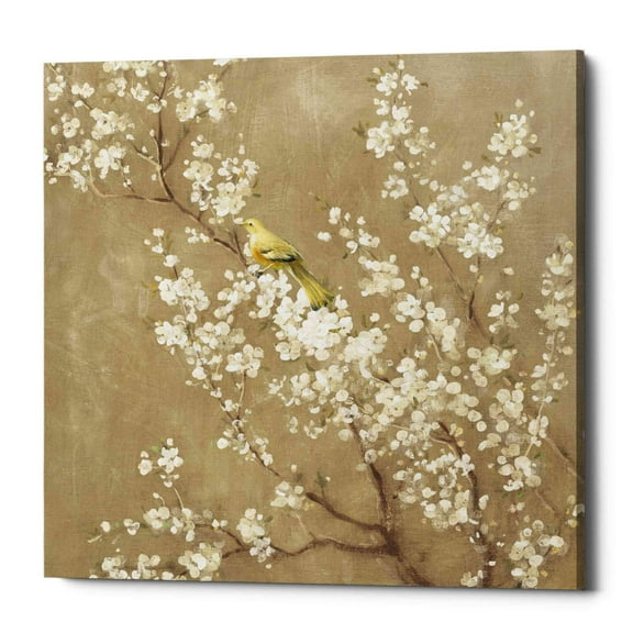 Epic Graffiti  "White Cherry Blossom II Neutral" by Danhui Nai, Giclee Canvas Wall Art - 37" x 37"