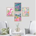 thumbnail image 3 of PixonSign Adhesive Wall Art Playful Dinosaur and Abstract Nature Landscape Illustrations Posters, Set of 4 Pink Boho Pastel Fine Art Multicolor Canvas Prints for Home Decor - 11"x14", 3 of 5