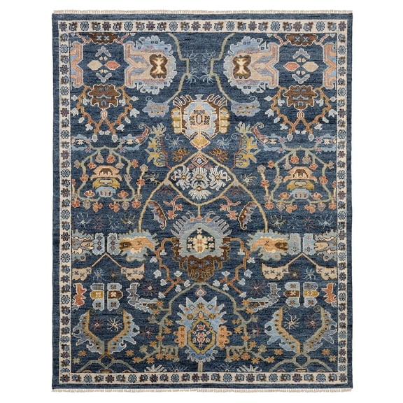Oriental Weavers Majorca Hand-made Wool Area Rug - MAJ02 - 9' x 12' - in Navy/ Multi - Vintage Inspired, Hand-Made Wool Rugs, Dining, Living Room Rug