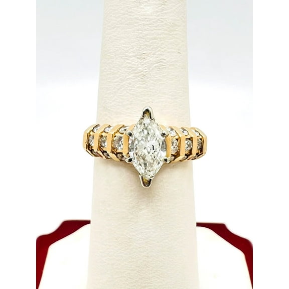 Silverstar Gems Marquise Cut Cubic Zirconia 14K Yellow Gold Finish Wedding Ring