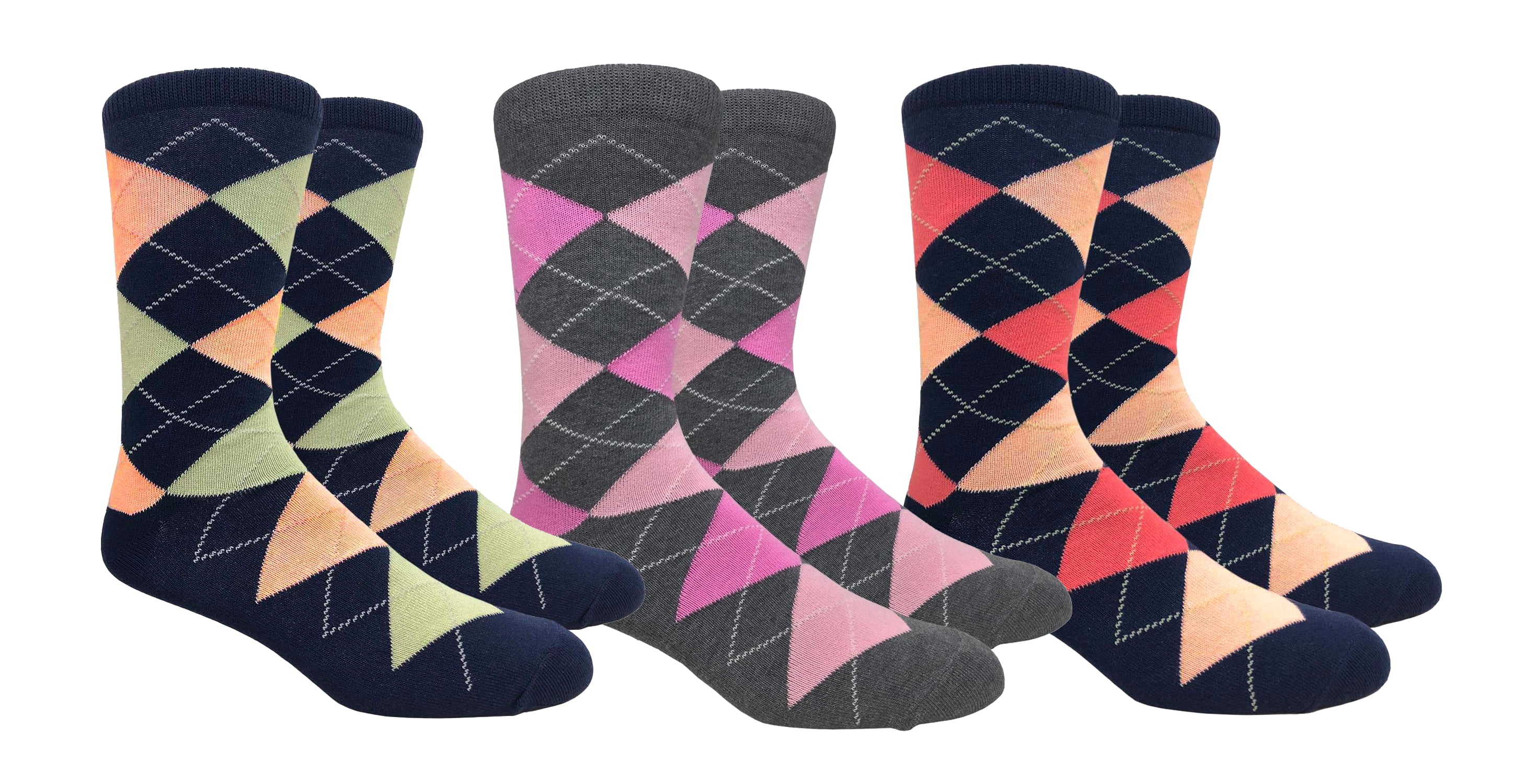 UrbanPeacock Men's Argyle Dress Socks 3 Pair Package Set M Navy