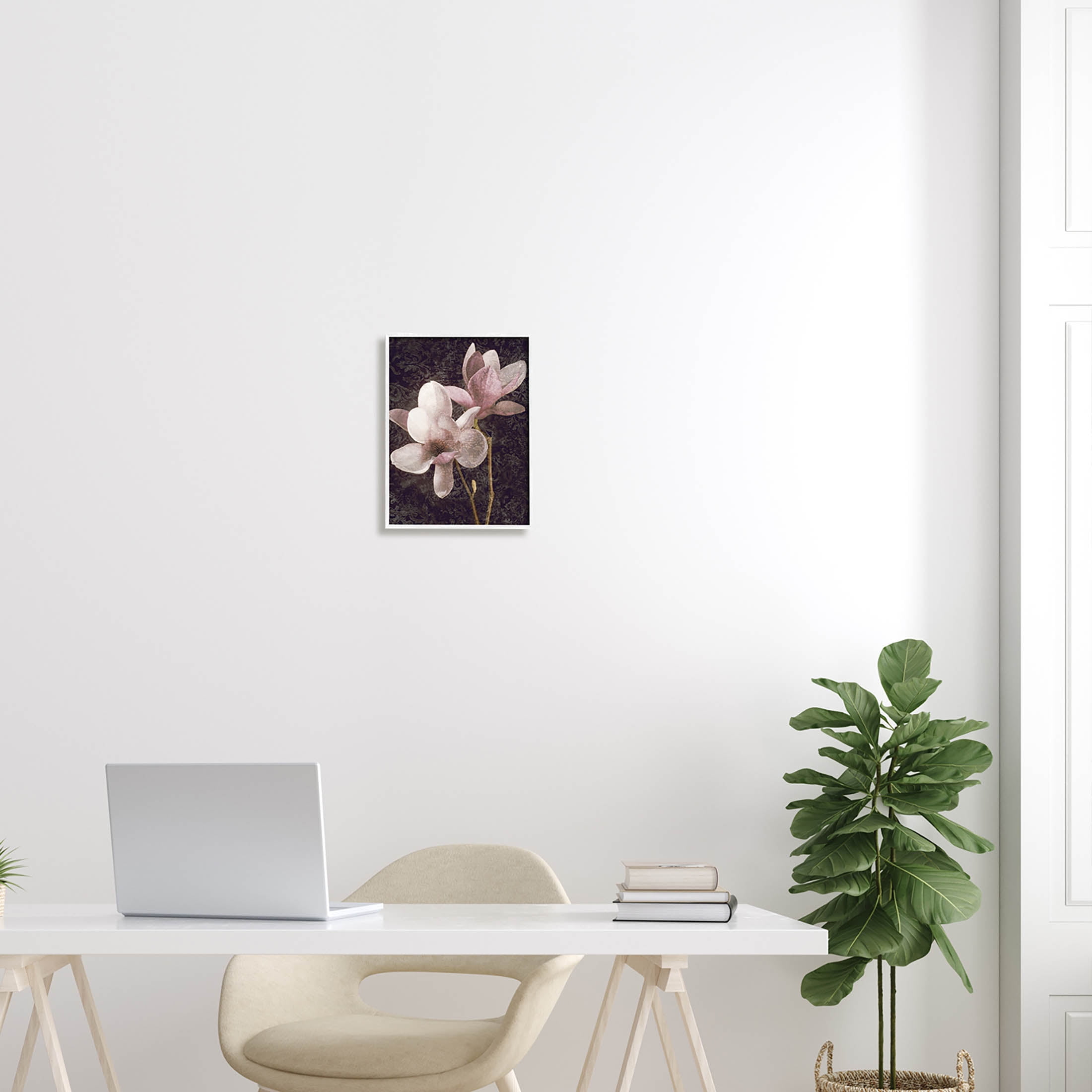Pink Vintage Patterned Orchid Botanical & Floral Graphic Art White Framed Art Print Wall Art