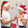 thumbnail image 4 of Christmas Elf Hat, Red Green Striped Plush Santa Hat with White Pom Pom, Long Droopy Xmas Party Costume Accessory for Adults and Kids, Holiday Gift, 4 of 5