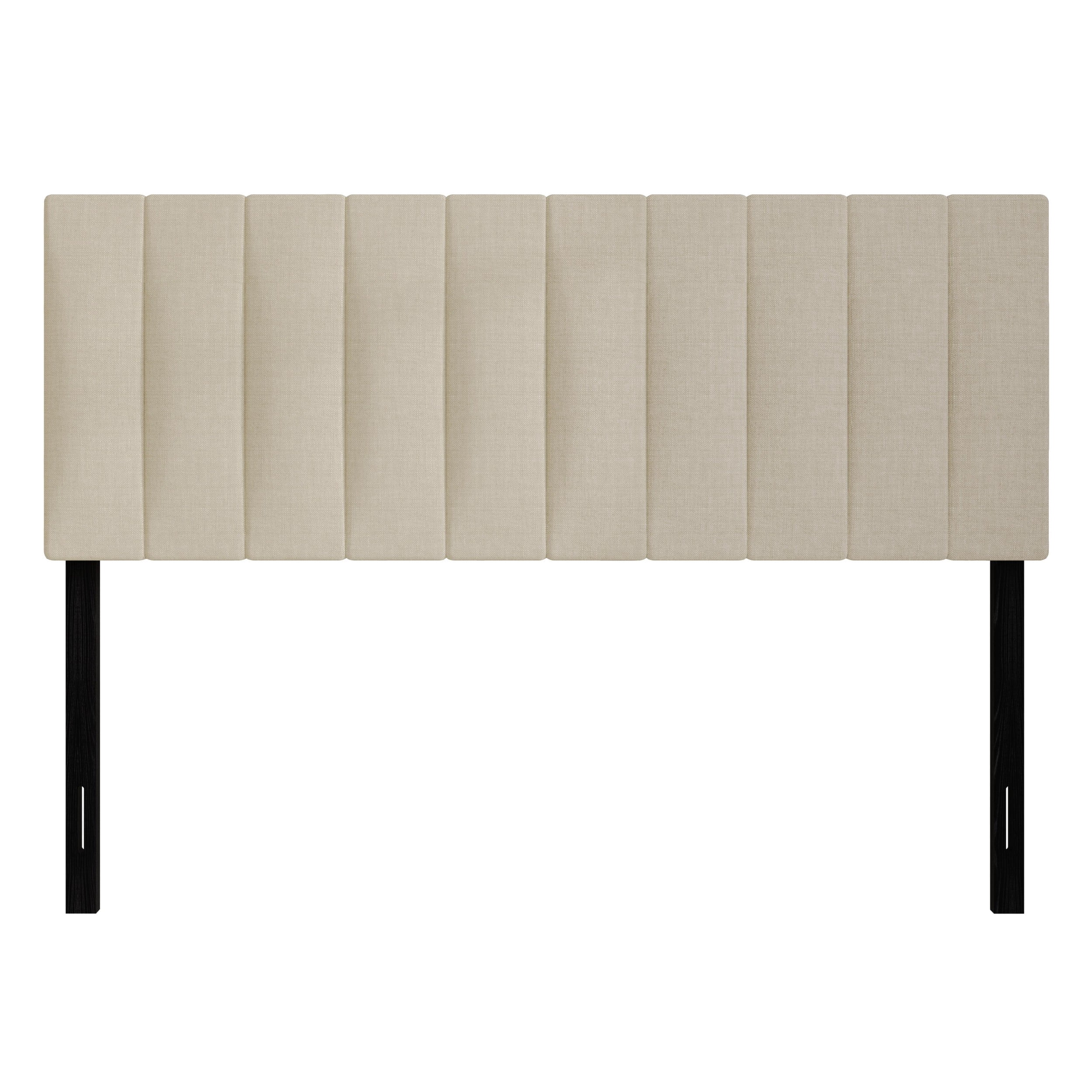 Home Design Dennis Full Upholstered Headboard with Vertical Channel Design, Adjustable Height, Beige