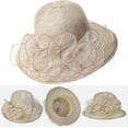 thumbnail image 4 of LinYooLi Women Organza Derby Sun Hat,Kentucky Fascinator Cocktail Tea Party Hat Flower Church Wedding Bridal Straw Caps, 4 of 7
