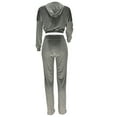 thumbnail image 3 of Skpabo Women's Velour Velvet Zipper Crop Hoodie and Sweatpants, 2-Piece Set, S-XXL, 3 of 7