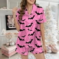 thumbnail image 3 of Halloween Women's Pajama Sets 2 Piece Pj Set Ghost Graphic Button Down Soft Breathable Sleepwear with Shorts Easy Fit Women Lounge Set, 3 of 5