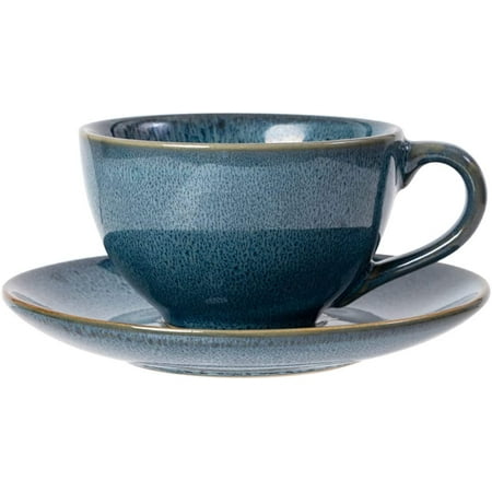 

PIKADINGNIS Retro Porcelain Cup and Saucer Set 7 Oz Teacup Coffee Cup