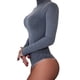 thumbnail image 3 of Body de mujer de color sólido con cuello alto, ropa interior sexy que esculpe la cadera, ropa interior elástica de una pieza para yoga, 3 of 5