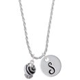 thumbnail image 1 of Delight Jewelry Silvertone Wide Zebra Print Spinners Silvertone Script Initial Disc - S - Charm Necklace, 20"+3", 1 of 4