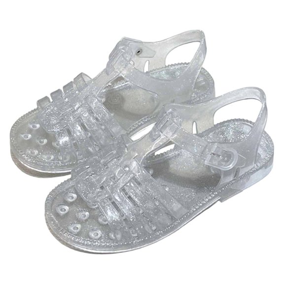 JAJAHO Girls Jelly Sandals Summer Princess Flat Dress Shoes For Girl Lightweight Waterproof Open Toe Buckle Sandals Kids Toddlers 1-9Y