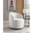 thumbnail image 5 of Swivel Barrel Chair, Modern Velvet Fabric Upholstered Accent Club Armchair with Metal Swivel Loop, Comfy Round Single Leisure Sofa Chair for Living Room Bedroom Office Coffee Shop, White, 5 of 9