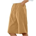 thumbnail image 1 of Summer Clearance! Womens Plus Size Pants,Summer Pants for Womens,Women Solid Color Elastic Waist Drawstring With Pocket Cotton And Linen Five Quarter Pants, 1 of 5