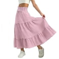 thumbnail image 2 of Girls Skirt High Waist Tiered Ruffle Hem Midi Skirt A-Line Pleated Skirts with Bow Tie Casual Flowy Dresses, 4–15 Years, 2 of 9