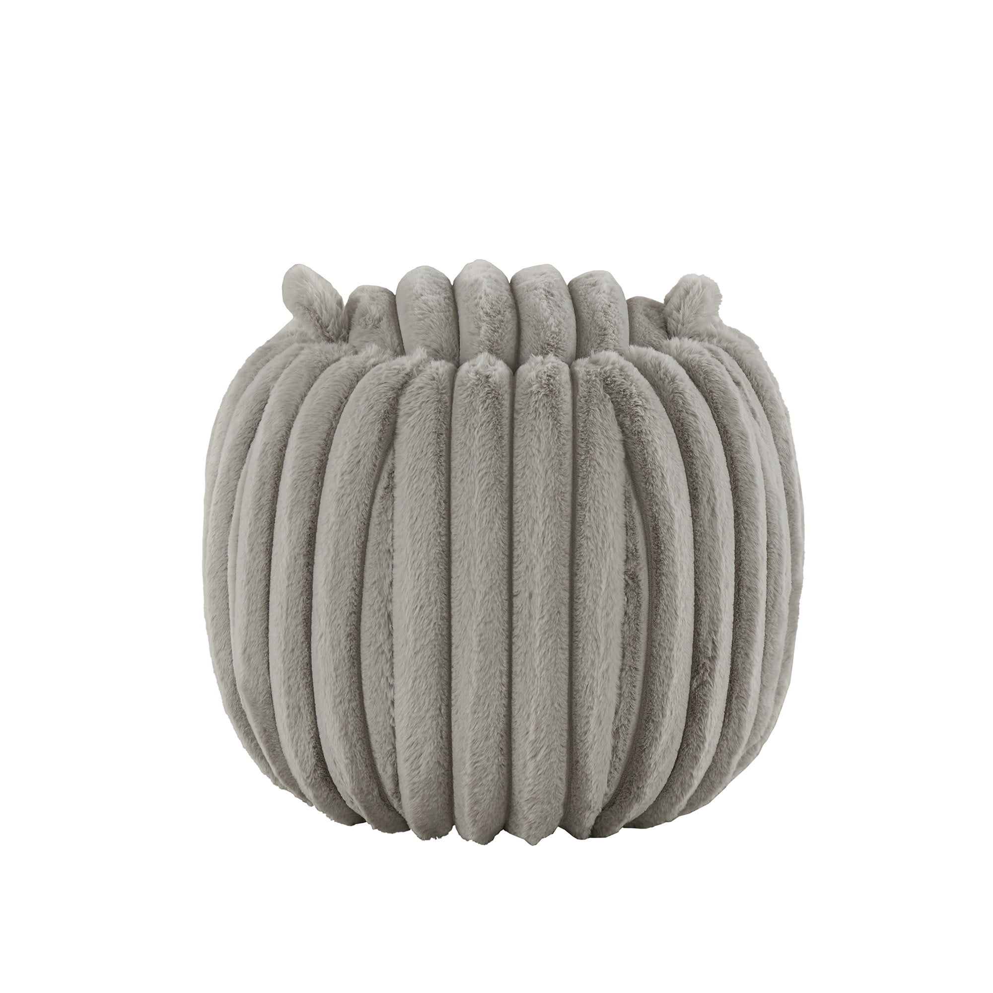 Weston Home Portola Plush Furry Channel Fabric Storage Ottoman, Light Gray