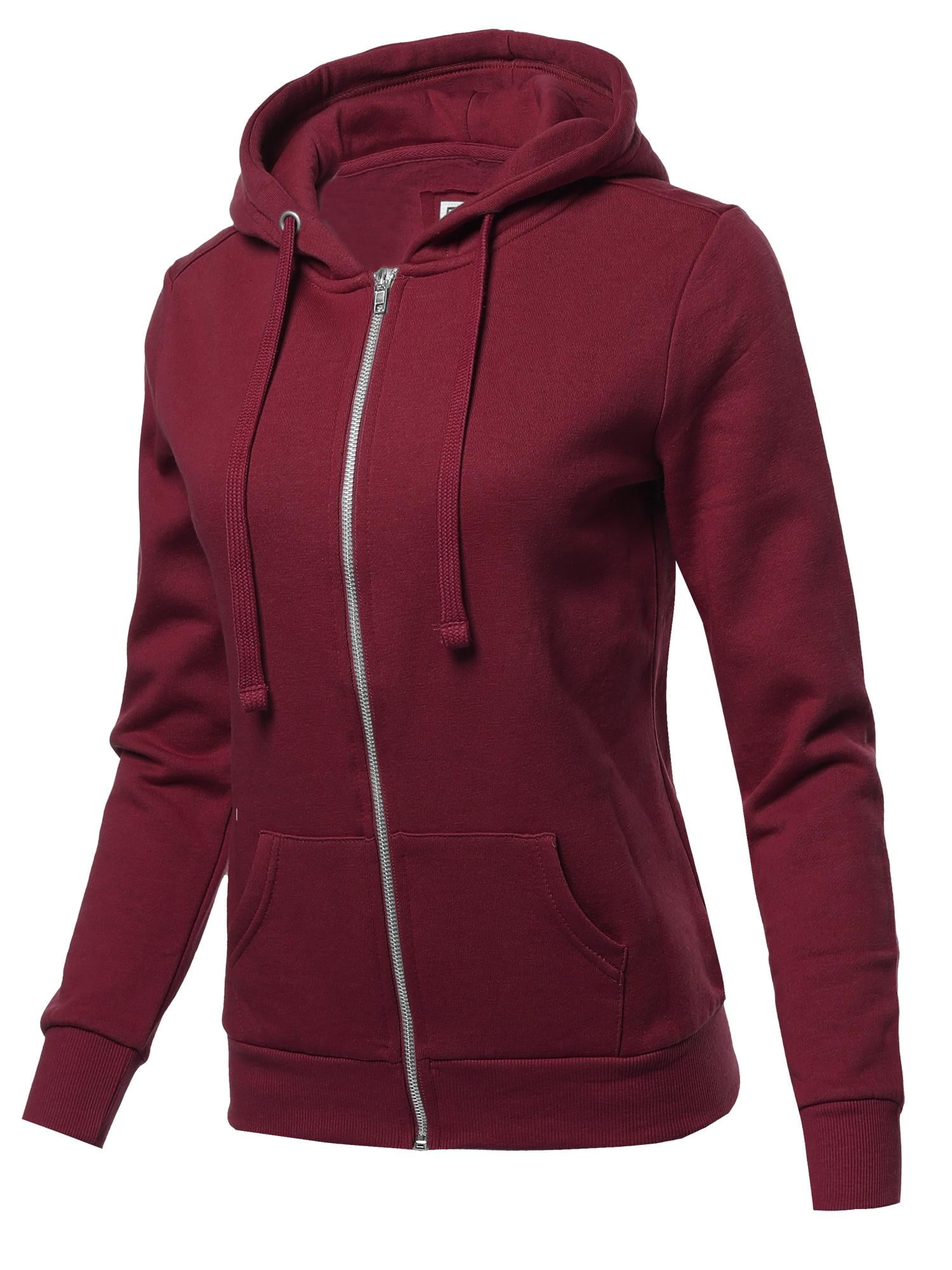 FashionOutfit Women's Solid Fleece Full Zip Hoodie