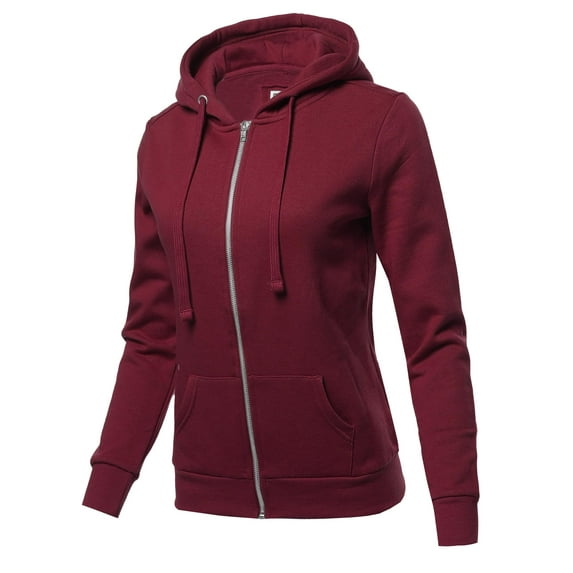 FashionOutfit Women's Solid Fleece Full Zip Hoodie
