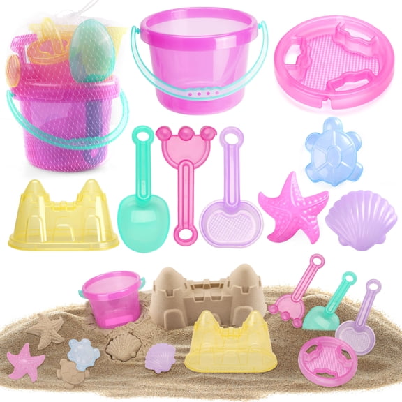 LotFancy Beach Sand Toys Set for Kids Toddlers Girls,Sand Buckets and Shovels, Baby Sandbox Toys