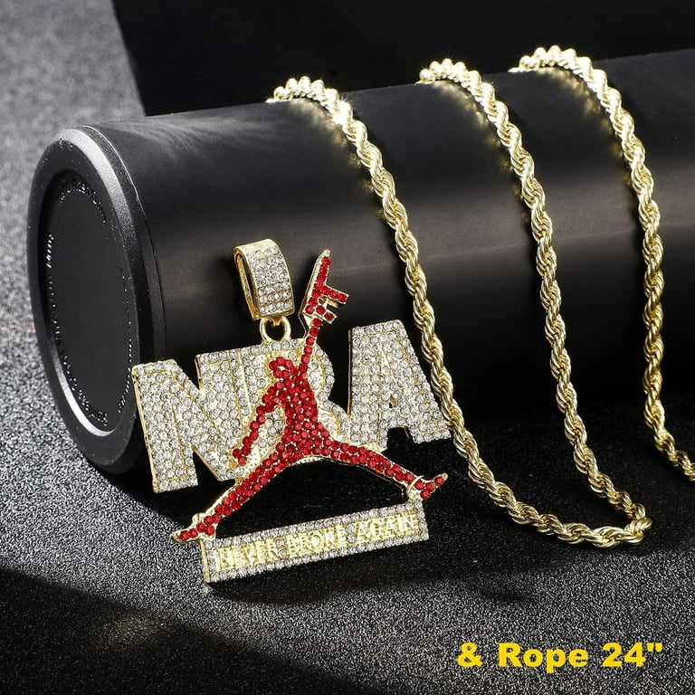 Empire Iced Out Nba Pendant Silver Gold Young boy Chains for Men Hip Hop Rapper Pendants with Rope Tennis Cuban Link Chains 22 Inch Walmart