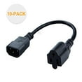 thumbnail image 3 of CableCreation [Lot de 10] Adaptateur d'Alimentation Standard 1 Pied 18AWG Réceptacle NEMA 5-15R vers IEC320 C14, 0.3m/noir, 3 of 9