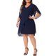 thumbnail image 4 of Vestido formal de mujer de talla grande Agnes Orinda con escote en V, superposición de gasa, vestido de invitada de boda, vestido de cóctel, malla, 2X azul marino, 4 of 6