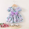 thumbnail image 4 of PINQI Baby Midi Blouse Girls Short Sleeves Flower Bow Tie Top Summer Print T-shirt Blouse Tops Casual Clothes for 0 to 18 Months, 4 of 8