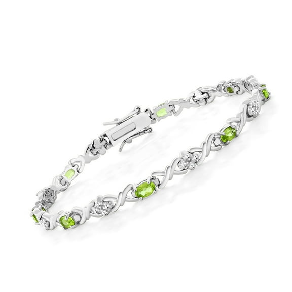 Gem Stone King 925 Sterling Silver Green Peridot Tennis Bracelet for Women (4.00 Cttw, Gemstone August Birthstone, Oval 6X4MM, 7 inch)