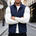 thumbnail image 2 of Riecok Fleece Vest for Men with Pockets Sleeveless Stand Collar Zip up Jackets Thermal Solid Warm Casual Outerwear Dark Blue L, 2 of 8