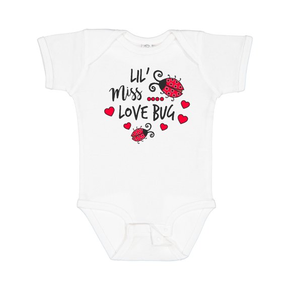 Inktastic Lil Miss Love Bug with Lady Bug and Hearts Girls Baby Bodysuit