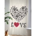 thumbnail image 4 of Sheer Curtains 96 Inches Long, Romance Love Semi Sheer Curtains Light Filtering Window Treatment, Heart Dog Paw Prints Roses Beige Privacy Voile Drapes for Living Room Bedroom 52x96 Inch, 4 of 7