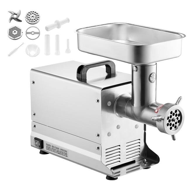 KFFKFF Meat Processor, Electric Model with 11 Lbs/Min Output, Comes with Blade and Grinding Plate, Sausage Creation Feature, Robust Stainless Steel Design for Home Kitchen, Restaurant, or Butcher Shop