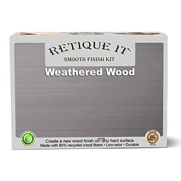 Retique It Gel Stain Liquid Wood Kits Real Paintable Wood. Great Companion to Chalk Finish Paint, Milk Paint, Furniture Paint. (1x Reg (50 sq ft), Brushed Finish, 50 Weathered Wood)