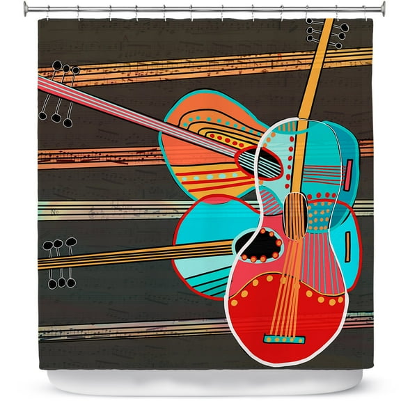 Shower Curtains 70" x 73" from DiaNoche Designs by Dora Ficher - Guitars Rock