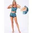 thumbnail image 2 of DARING DIVA Satin Lace Sleeveless Spaghetti Strap Cami Loungewear M Blue, 2 of 7