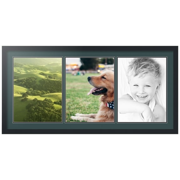 ArtToFrames Collage Photo Picture Frame with 3 - 12x16" Openings, Framed in Black with Evergreen and Black Mats (CDM-3926-1430)