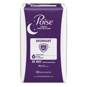 Poise Overnight Incontinence & Postpartum Pads for Bladder Leaks, 8 Drop Extra Coverage, 72 Count (2 Packs of 36), Packaging May Vary