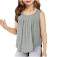 thumbnail image 1 of Girls Solid Ruffled Hem Tank Tops Kids Crew Neck Sleeveless Tops 4-14Y Casual Tees, 1 of 6
