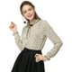 thumbnail image 2 of Blusa con cuello con volantes y lazo Allegra K para mujer manga larga campana vintage Albaricoque-Lunares S, 2 of 6