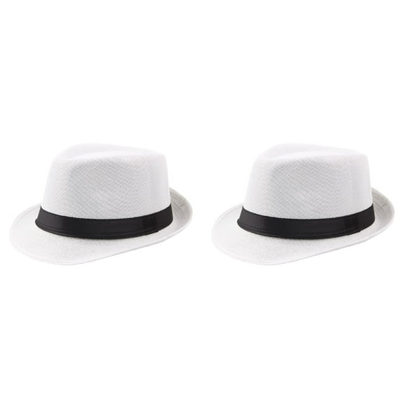2 Pack,Jazz Hat Men's Breathable Linen Top Hat Outdoor Sun Hat CurlyStraw Hat Mens Mesh Back Hat Bear Grease Hat Distressed Baseball Cap Women Hat Racks for Baseball Caps Hanger Crop Production Hat