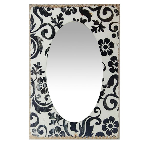Infinity Instruments French Country Café Entryway Wall Mirror, Fashionable Modern Easy to Hang Mirror, 24"x16", Black, Silver