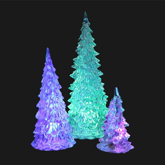 Raindrops Colored Lighted Tabletop Tree White 3Pcs
