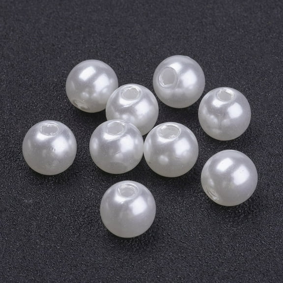 DIY 200pc Acrylic Pearl Round Beads For DIY Jewelry and Bracelets Snow 8mm Hole: 2mm