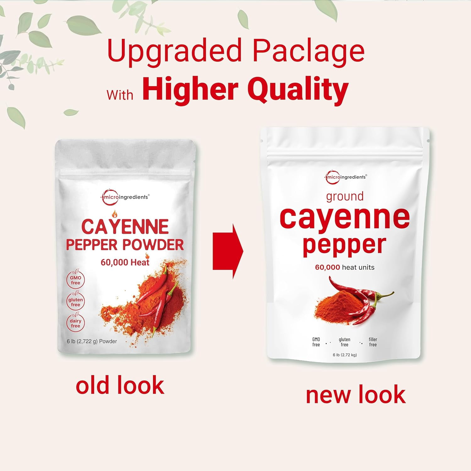 Micro Ingredients Ground Cayenne Pepper Powder, 6lbs (60,000 SHU Heat) Premium Source for Spice & Seasoning Garden Protection from Wildlife Additive Free, Non-GMO, Bulk Supply
